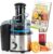 Nutrilovers QUICK-JUICER MAX Entsafter Obst und Gemüse, XXL-Einschub, Edelstahlsieb, externer Tresterbehälter, 800 W, inklusive BPA-freier Trinkflasche + Rezeptbuch