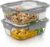 Arendo – Lunchboxen aus Glas – 3 Fächer – Frischhaltedosen mit Deckel, luftdicht – 2er-Set – 1500 ml – für Mikrowelle, Backofen, Gefrierschrank – spülmaschinenfest – Vorratsgläser für die Zubereitung von Mahlzeiten