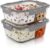 Arendo – Frischhaltedosen aus Glas für Lebensmittel mit luftdichtem Deckel – 2 Fächer – 2er-Set – 1500 ml – für Mikrowelle und Gefrierschrank – spülmaschinenfest – Lunchboxen, Meal-Prep-Boxen