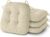AddGrace Sitzkissen für Esszimmerstühle, 4er-Set, rutschfeste Küchensitzkissen mit Bändern, gequetschte dicke Sitzkissen für Küchen- und Esszimmermöbel, 43 x 40 x 8 cm, Beige