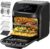 LLIVEKIT 12L Heißluftfritteuse, Heißluftofen mit Drehspieß, Minibackofen mit Konvektionsluft 1800 W, 7 Zubehörteile, 12-in-1-Luftfritteuse, Warmhaltefunktion, spülmaschinenfest, PFOA-frei