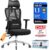 SONGMICS Bürostuhl, ergonomischer Schreibtischstuhl, Gaming-Stuhl, verstellbare Lendenwirbel-Kopfstütze, Armlehnen, verschiedene Höhen, 150 kg Tragkraft, Tintenschwarz, OBN067BH01