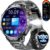 LIGE Military Smartwatch Herren – 1000 mAh/1,85 Zoll HD großer Touchscreen/LED-Licht, Fitnessuhr mit 110+ Sportmodi, Herz-/Schlaf-Tracking, 2 Armbänder, IP68 wasserdicht, Sportuhr für iOS/Android, Schwarz