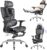 LarkLeaves Ergonomischer Bürostuhl mit Fußstütze und Nackenkissen, 5-fach höhenverstellbare Rückenlehne, 2D-Lendenwirbelstütze, 3D-Armlehnen/Kopfstütze, 145°-Kippfunktion, Netzsitz, Gummiräder, Schwarz