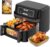 Emphsism Heißluftfritteuse 12L XXL – Airfryer 2 Kammern Variable Flex-Zone, Separate Temper 200 Grad Heissluftfritteuse Doppelkammer, 8-in-1 Air Fryer Groß Sichtfenster & Innenlicht Rezept für Familie