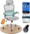 Ergonomischer Bürostuhl mit 150 kg Tragkraft, verstellbaren Armlehnen, dynamischer Lordosenstütze, Wippfunktion – Büro- & Gamingstuhl für Home Office, atmungsaktives Netz, Grau