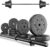 TREX SPORT Langhantelset 28 kg | Hantelset mit Langhantelstange 150 cm aus Stahl und 12 Hantelscheiben aus Kunststoff in Schwarz mit mattem Finish | Für das Krafttraining zu Hause