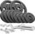Hop-Sport Gusseisen-Hantelset mit EZ Curlstange, Kurzhantelstange und Gewichten, 1x Curlstange, 2x Hantelstange, 37 kg, 57 kg oder 77 kg Set zur Auswahl