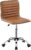 Yaheetech Bürodrehstuhl, ergonomischer Schreibtischstuhl, Drehstuhl mit Rollen, ohne Armlehne, 360° frei drehbar, höhenverstellbar, Kunstleder, Retro-Braun