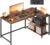 VASAGLE LWD132KD01 LWD132KD01 Eckschreibtisch mit Stauraum, Büroschreibtisch, höhenverstellbare Ablage für das Heimbüro, mit 2 AC-Steckdosen und 2 USB-Anschlüssen, 120 x 80 cm, Vintage-Braun