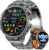 LIGE Military Smartwatch Herren – 1000 mAh/1,85 Zoll HD großer Touchscreen/LED-Licht, Fitnessuhr mit 110+ Sportmodi, Herz-/Schlaf-Tracking, 2 Armbänder, Sportuhr für iOS/Android, Mattschwarz